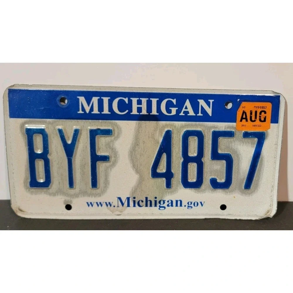 2011 Michigan‎ License Plate #BYF-4857 Blue And White